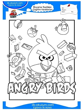 Çocuklar İçin Angry Birds Boyama Sayfaları 